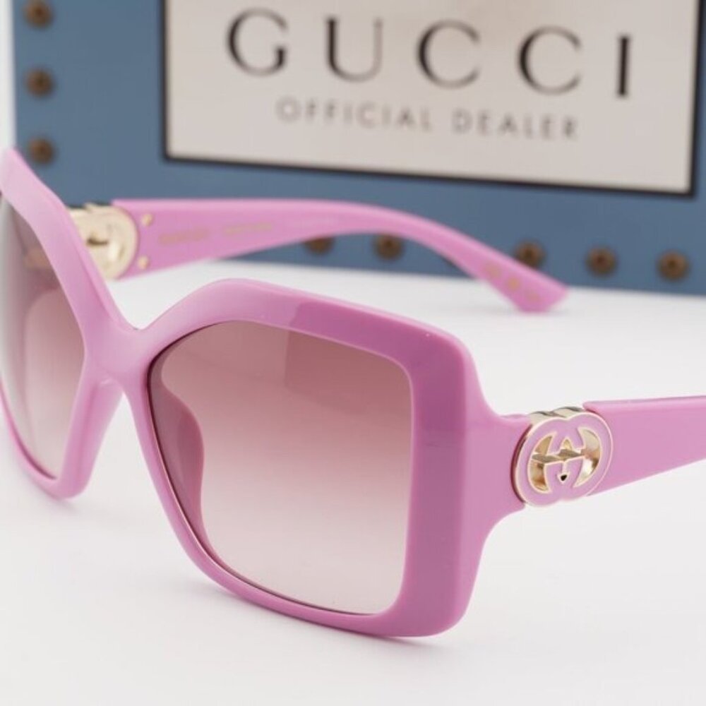 Gucci GG2015S 005 Square Sunglasses – Pink/Burgundy - Picture 8 of 12
